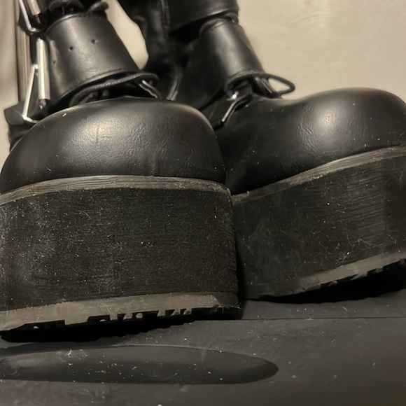 Black tall Demonia Platform Boots with Buckles🖤 - Picture 9 of 9